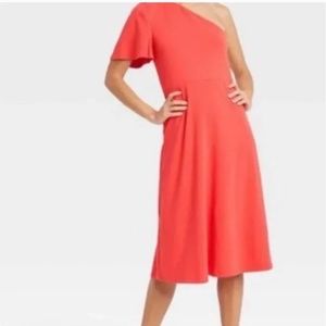 One Shoulder Puff Short Sleeve Dress